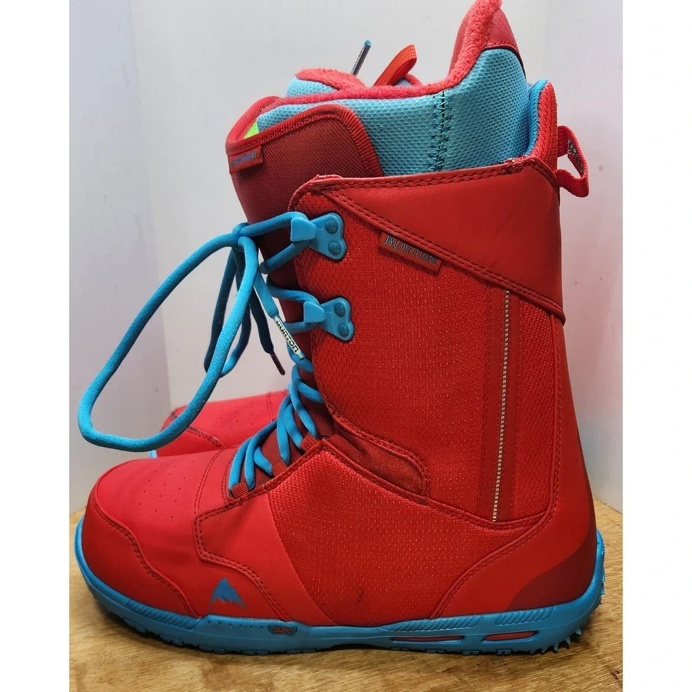 Burton Rampant Snowboard Boots Mens Red Blue Lace Up Freestyle Park Riding